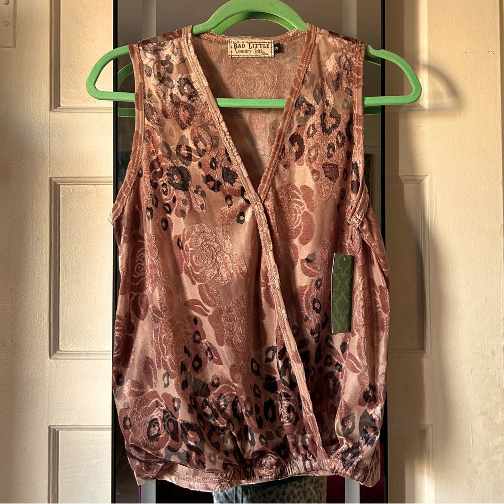 Bad Little Country Girl Faux Wrap Sleeveless Blouse